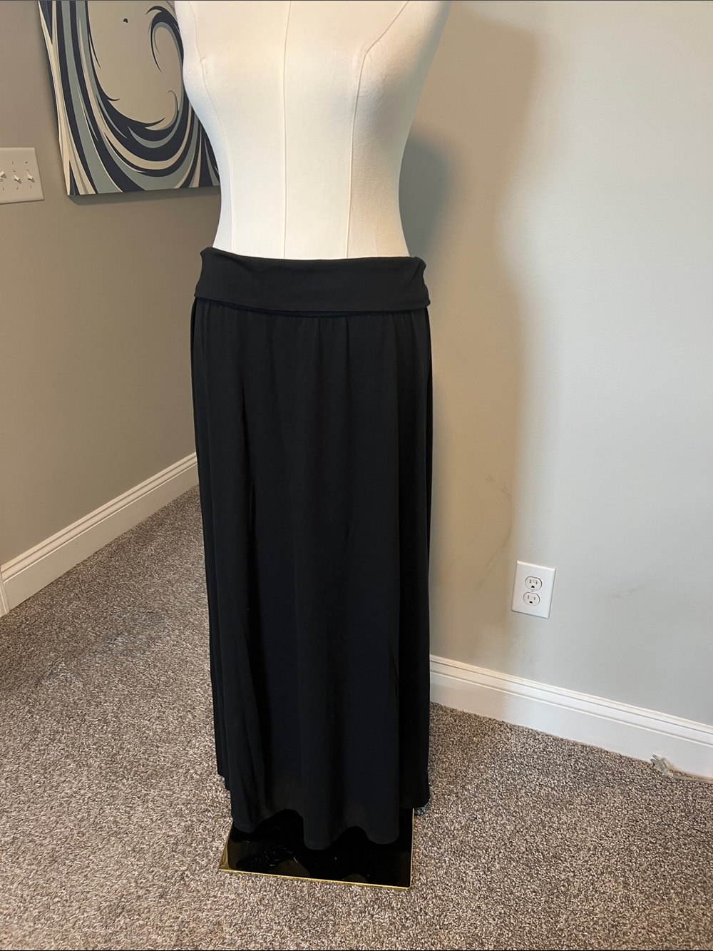 Mossimo Supply Co. Black Fold-Over Waist Maxi Skirt - Sleek Jersey